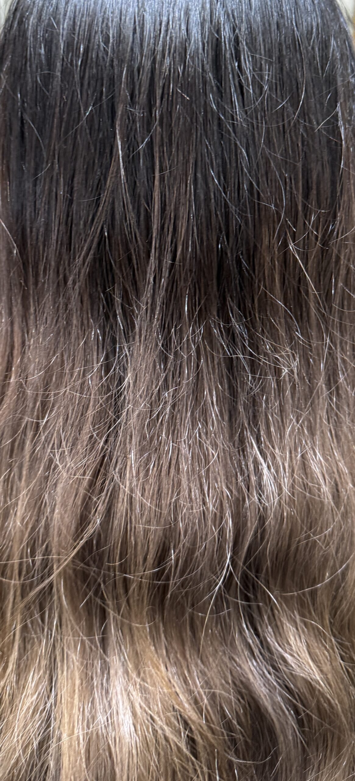 ブリーチ履歴により毛先のパヤつきと乾燥が出ているロングヘアの施術前近接